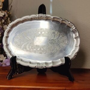 Elegant Silver Plated Serving Tray, Viners Of Sheffield Ornate Tray, Vintage